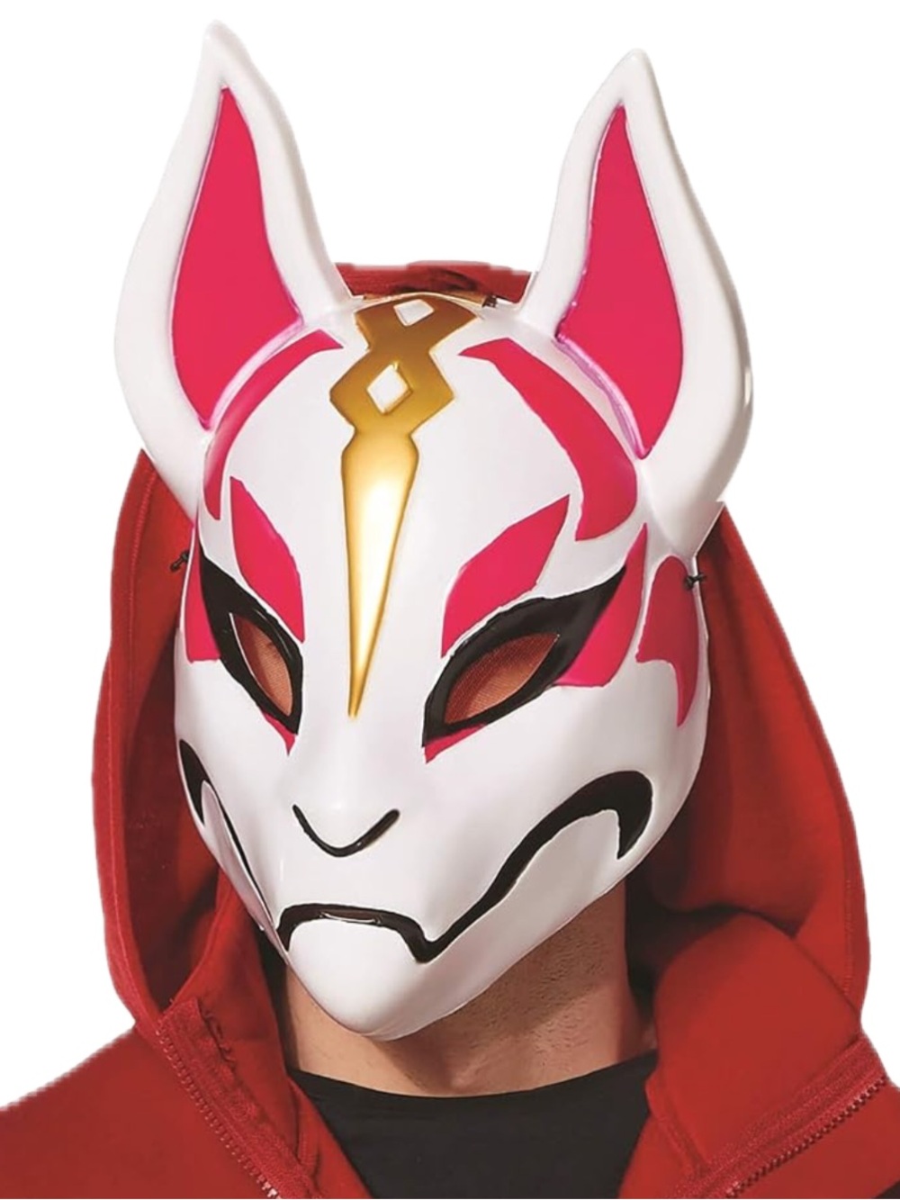 Fortnite drift kitsune fox White and Pink Fox Mask Kids Costume Hooded Accessory